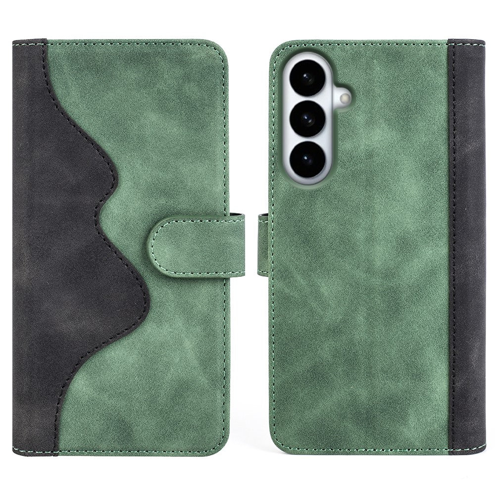 For Samsung Galaxy S26+ Wallet Case Leather Phone Cover Splicing Color