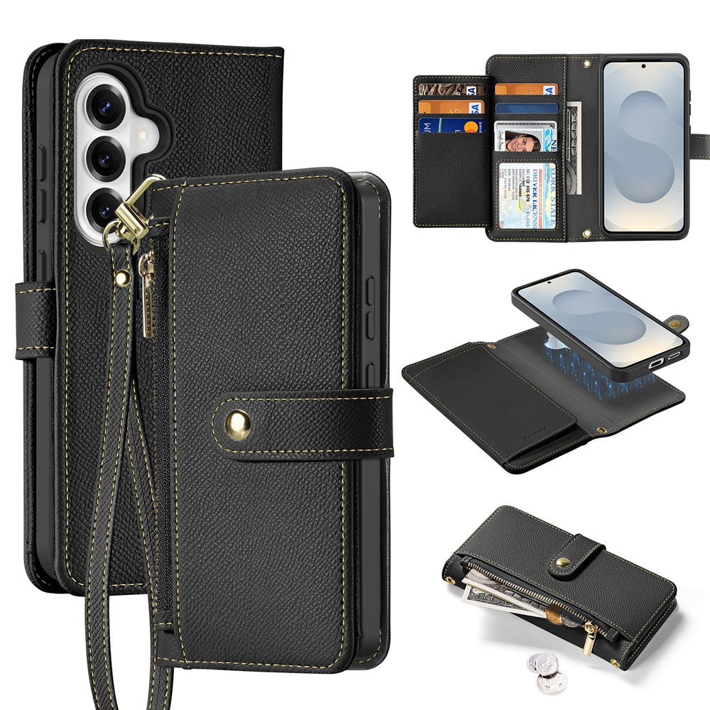 DUX DUCIS For Samsung Galaxy S26+ Case  Lawa Series Detachable Magnetic Cowhide Leather Cover Zipper Wallet