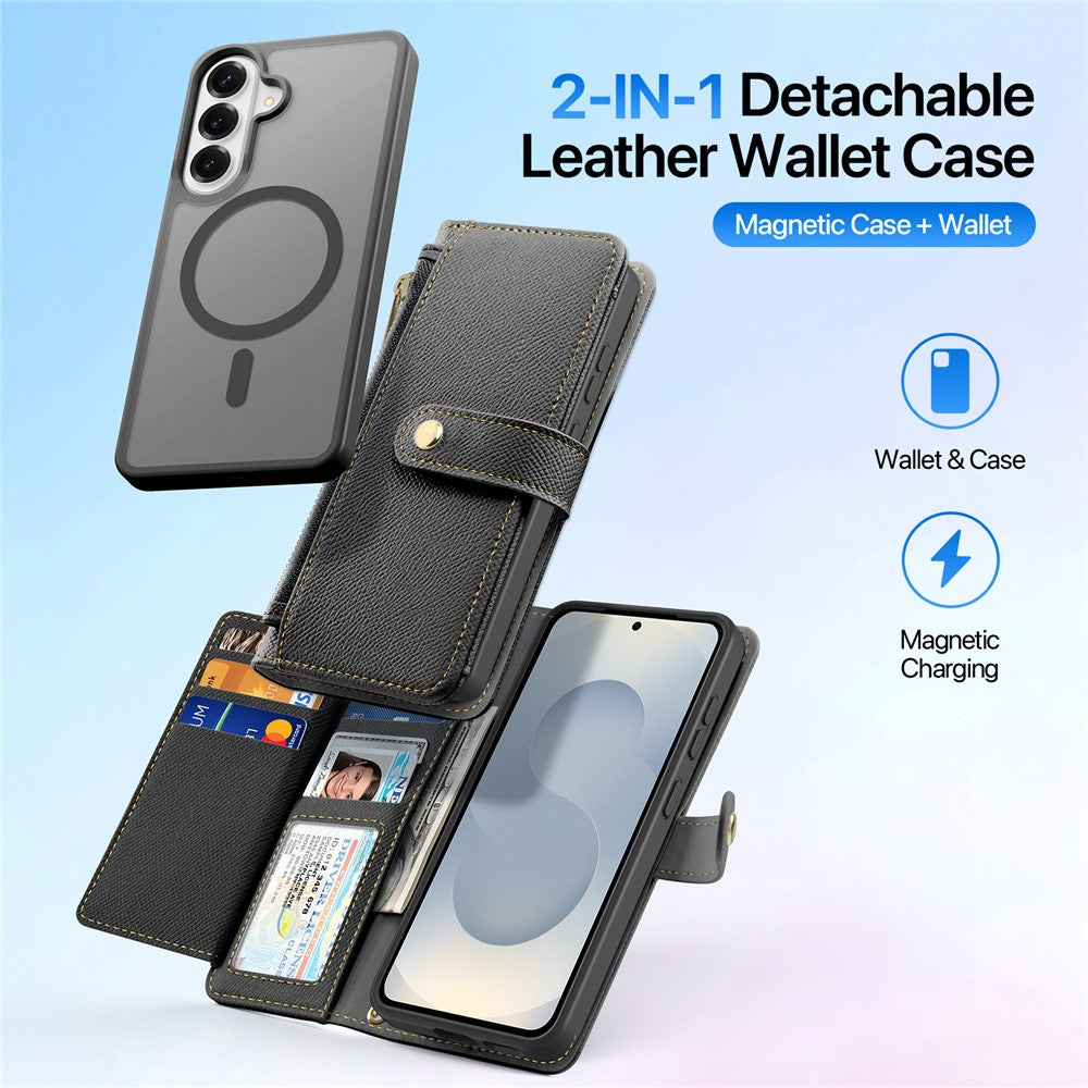 DUX DUCIS For Samsung Galaxy S26+ Case  Lawa Series Detachable Magnetic Cowhide Leather Cover Zipper Wallet