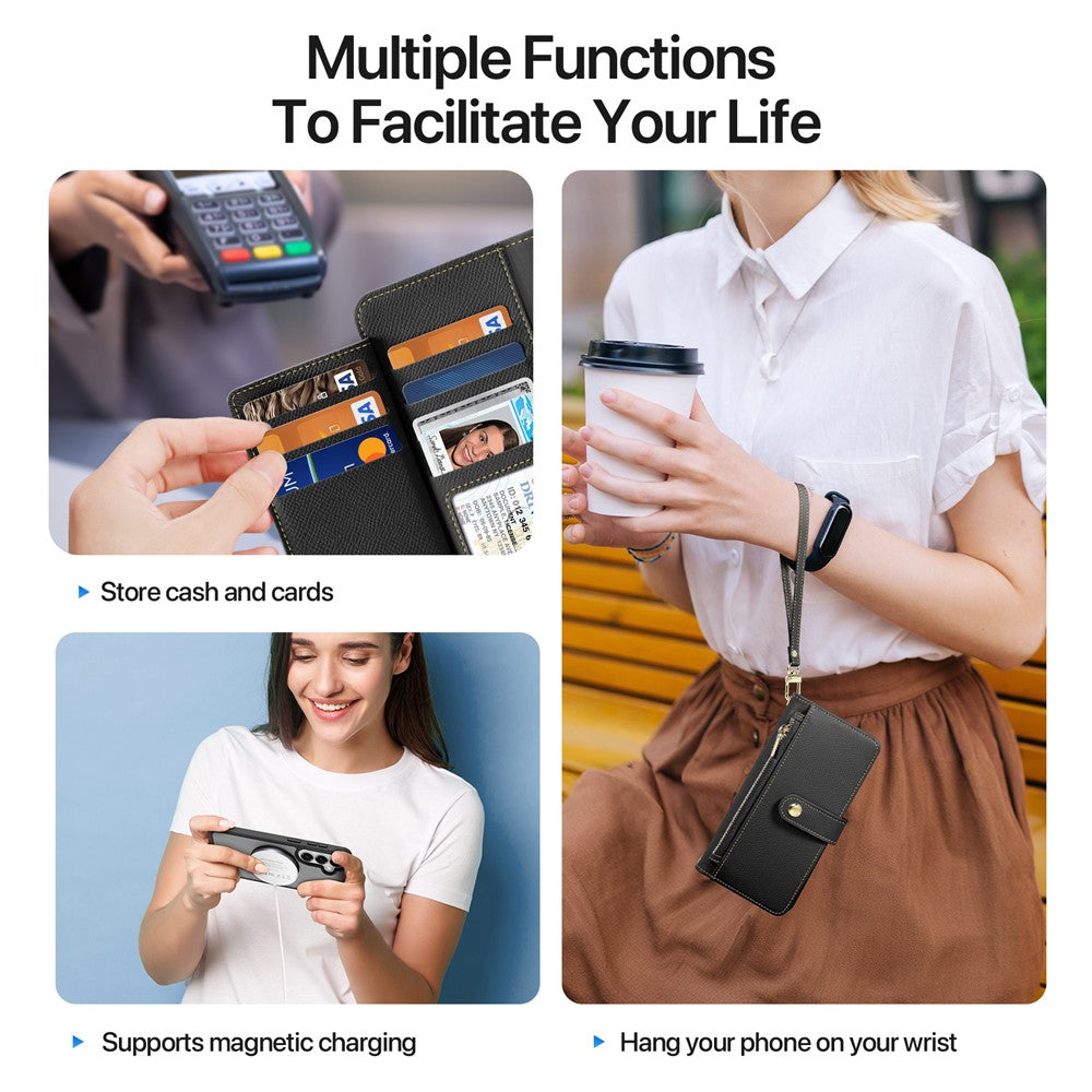 DUX DUCIS For Samsung Galaxy S26+ Case  Lawa Series Detachable Magnetic Cowhide Leather Cover Zipper Wallet