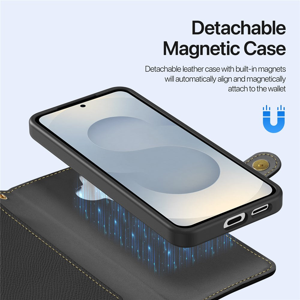 DUX DUCIS For Samsung Galaxy S26+ Case  Lawa Series Detachable Magnetic Cowhide Leather Cover Zipper Wallet