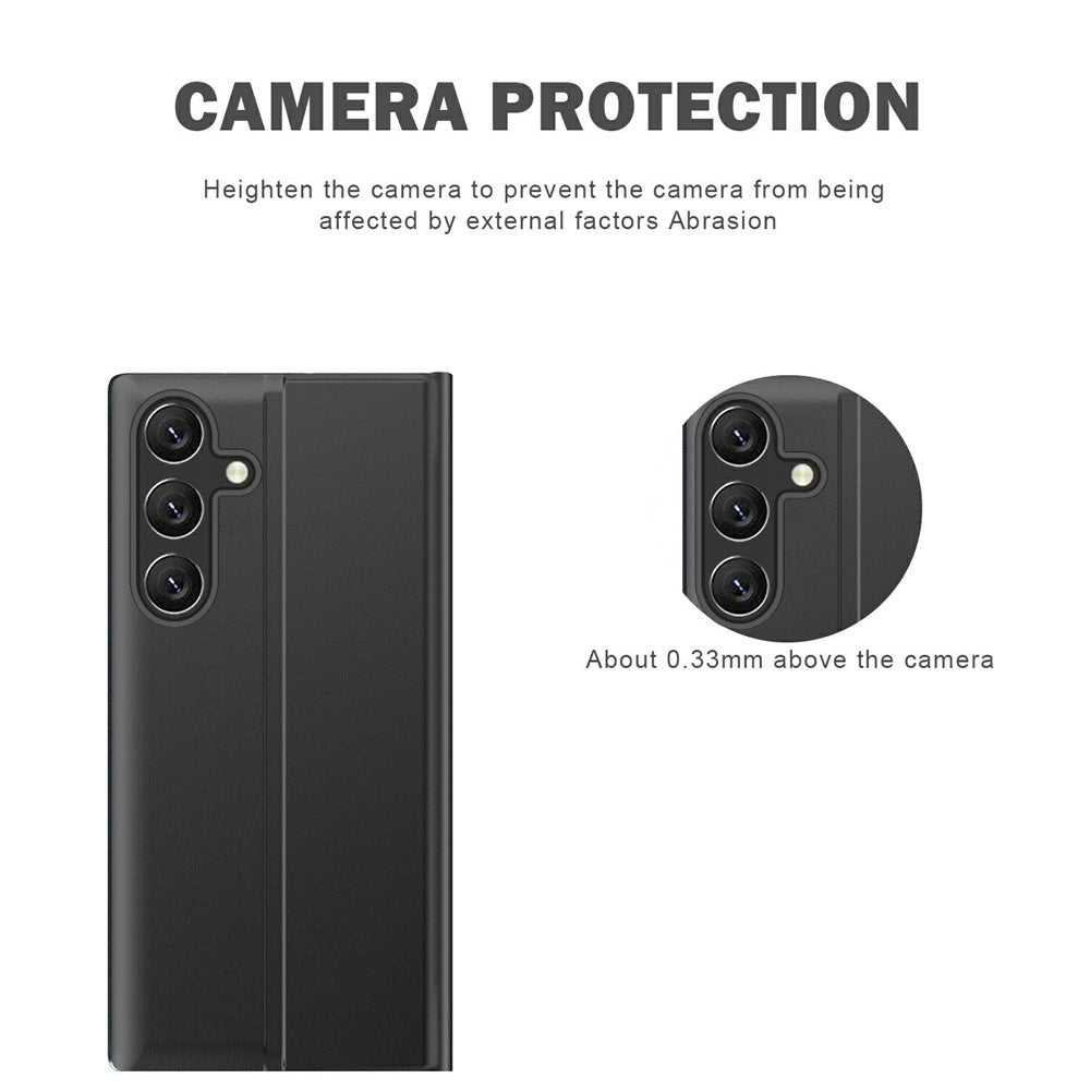 For Samsung Galaxy S26+ Case View Window Scratch-Resistant PU Leather Flip Stand Phone Cover