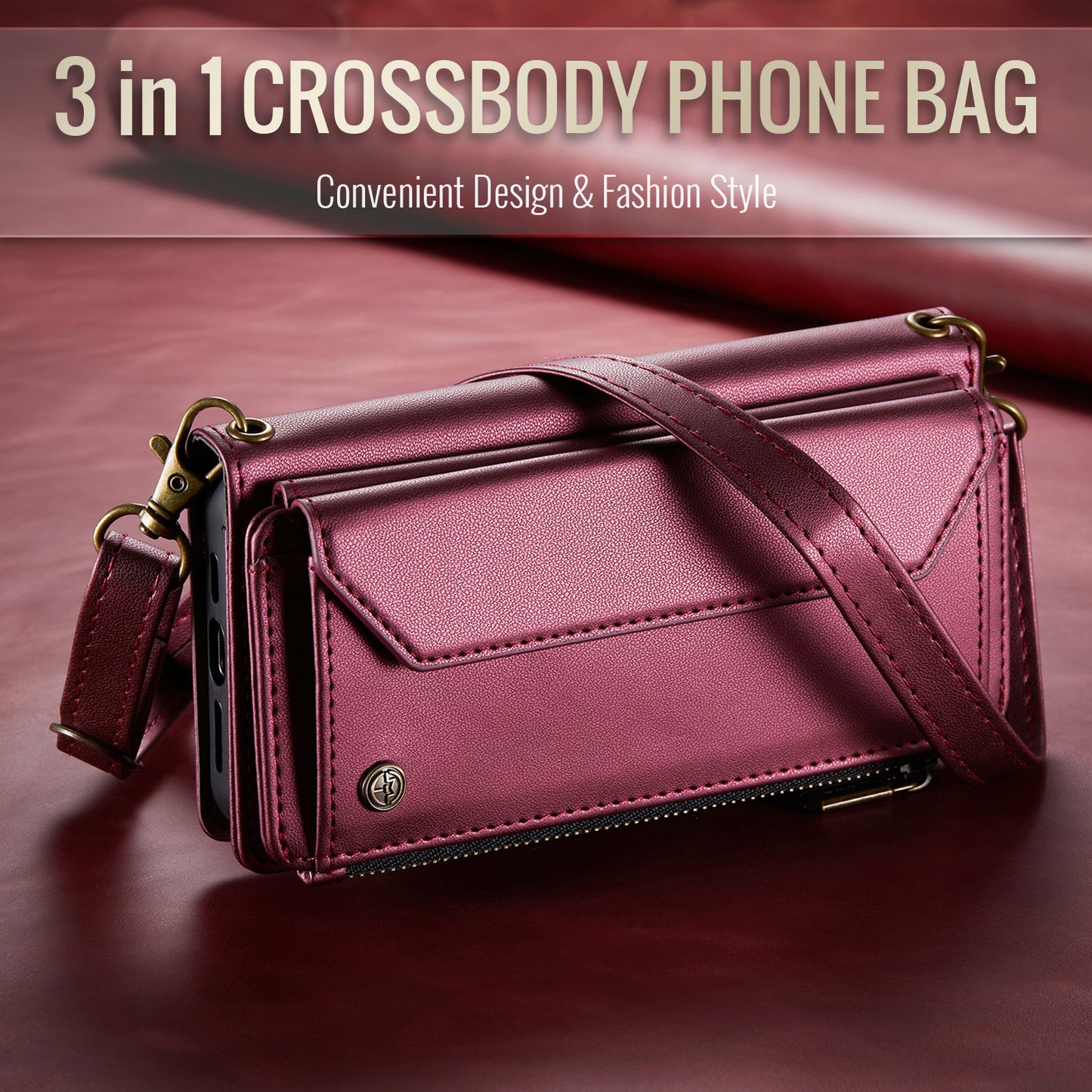 CASEME For Samsung Galaxy S26 Ultra Leather Case  C36 Zipper 10 Card Slots Phone Cover with Straps