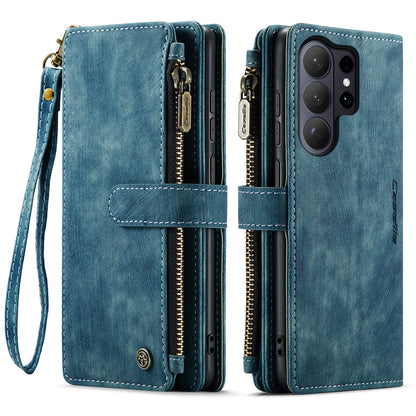 CASEME For Samsung Galaxy S26 Ultra Phone Cases with Strap  C30 Zipper Multiple Card Holder PU Leather Cover