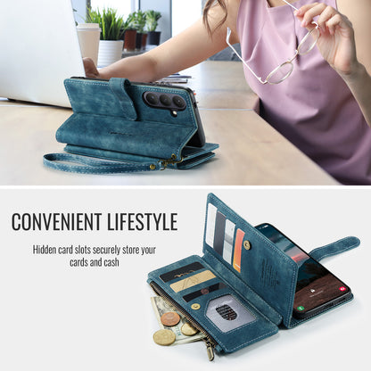 CASEME For Samsung Galaxy S26+ Phone Cases with Strap  C30 Zipper Multiple Card Holder PU Leather Cover