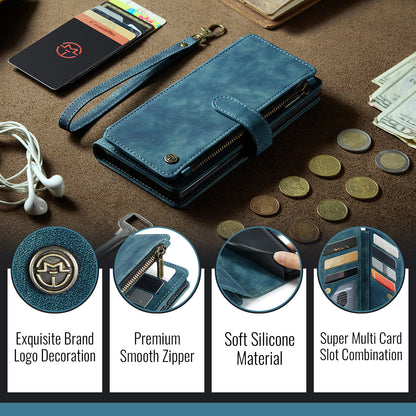 CASEME For Samsung Galaxy S26+ Phone Cases with Strap  C30 Zipper Multiple Card Holder PU Leather Cover