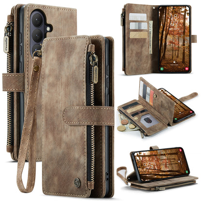 CASEME For Samsung Galaxy S26+ Phone Cases with Strap  C30 Zipper Multiple Card Holder PU Leather Cover