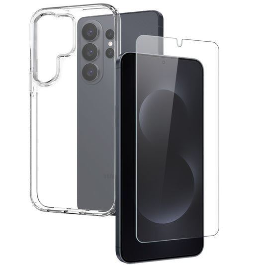 NORTHJO For Samsung Galaxy S26 Ultra Case Soft TPU Clear Phone Cover with Tempered Glass Screen Protector (Support Fingerprint Unlock)