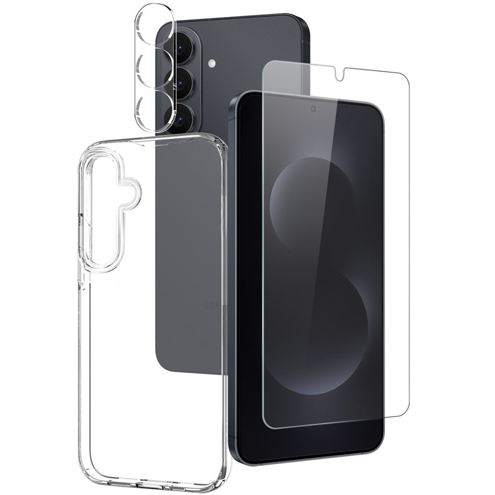NORTHJO For Samsung Galaxy S26+ TPU Phone Case + Tempered Glass Film + Camera Lens Protector (Support Fingerprint Unlock)