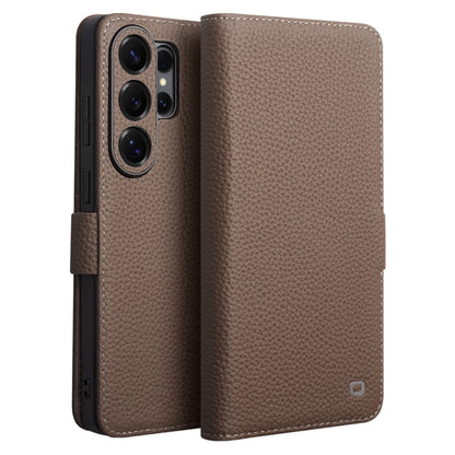 QIALINO For Samsung Galaxy S26 Ultra Case Litchi Texture TPU Leather PC Stand Wallet Flip Phone Cover