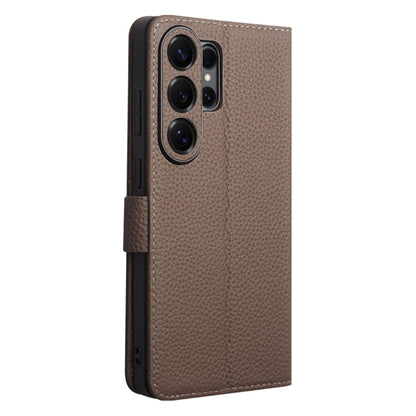 QIALINO For Samsung Galaxy S26 Ultra Case Litchi Texture TPU Leather PC Stand Wallet Flip Phone Cover