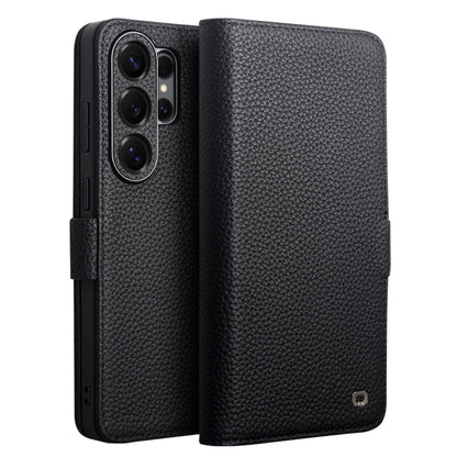 QIALINO For Samsung Galaxy S26 Ultra Case Litchi Texture TPU Leather PC Stand Wallet Flip Phone Cover