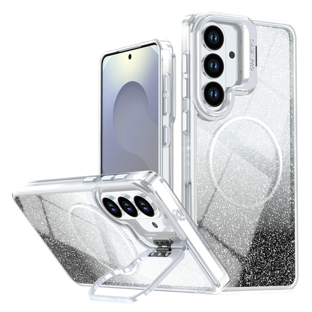 For Samsung Galaxy S26+ Magnetic Case Gradient Glitter Shockproof TPU PC Phone Cover