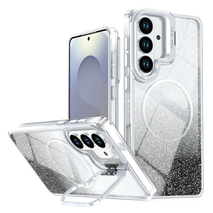 For Samsung Galaxy S26+ Magnetic Case Gradient Glitter Shockproof TPU PC Phone Cover