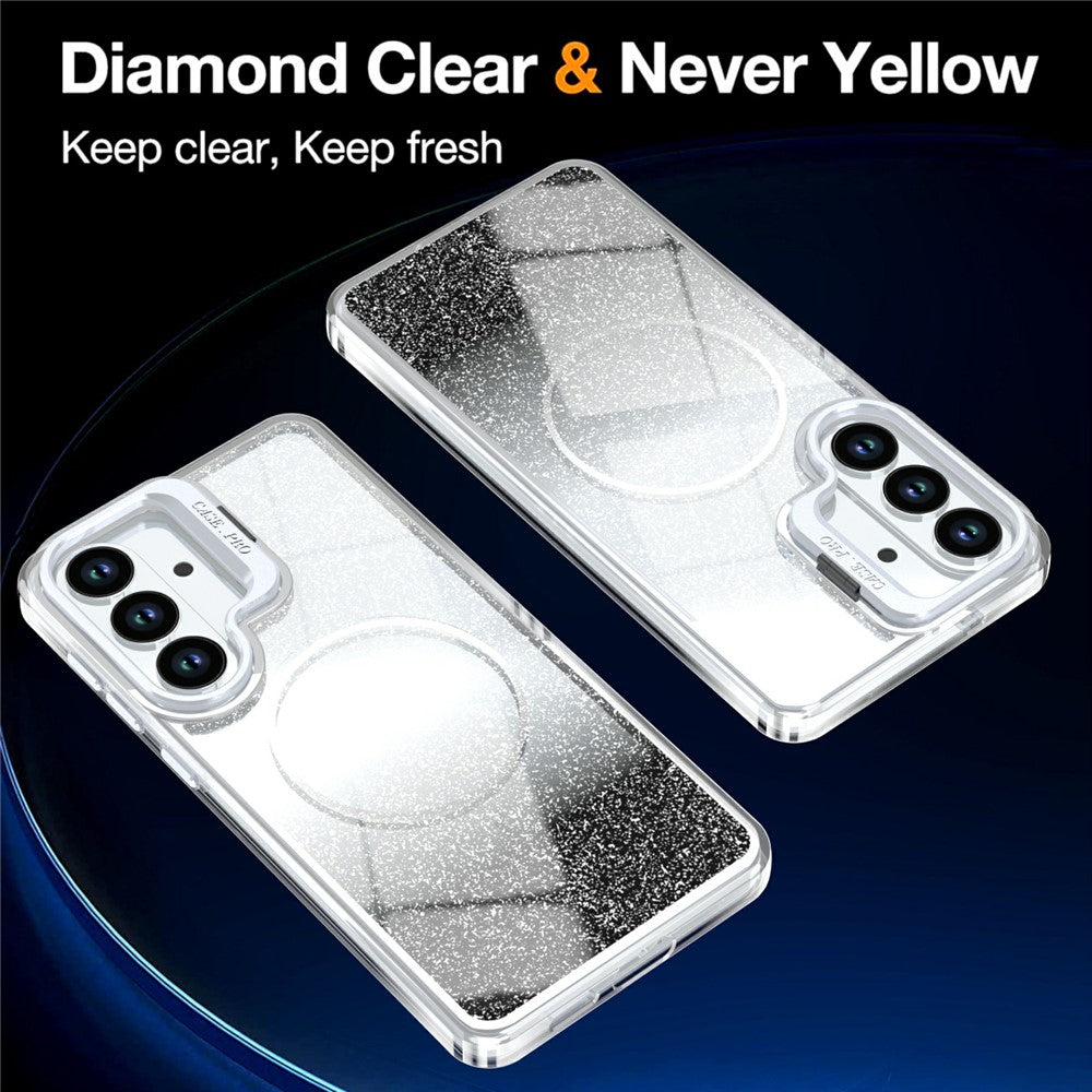 For Samsung Galaxy S26+ Magnetic Case Gradient Glitter Shockproof TPU PC Phone Cover