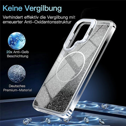 For Samsung Galaxy S26+ Magnetic Case Gradient Glitter Shockproof TPU PC Phone Cover
