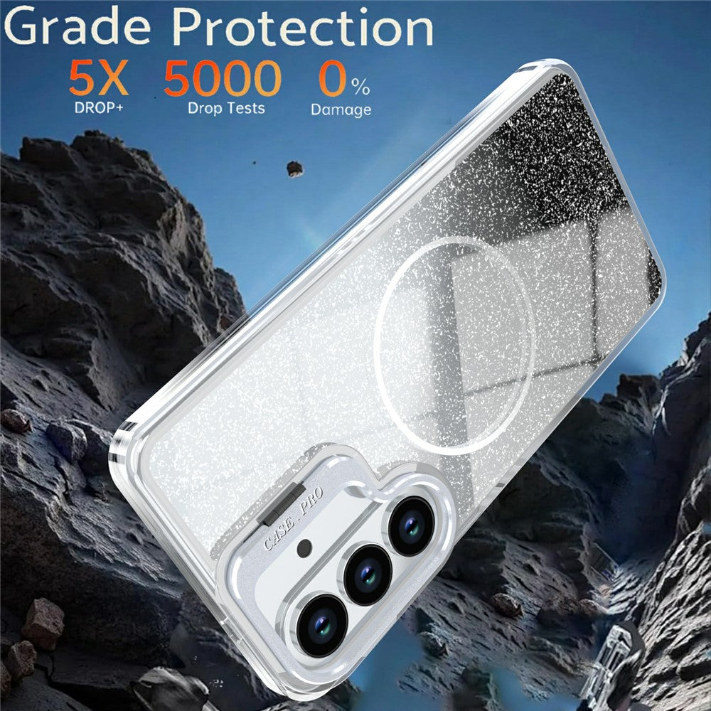 For Samsung Galaxy S26+ Magnetic Case Gradient Glitter Shockproof TPU PC Phone Cover