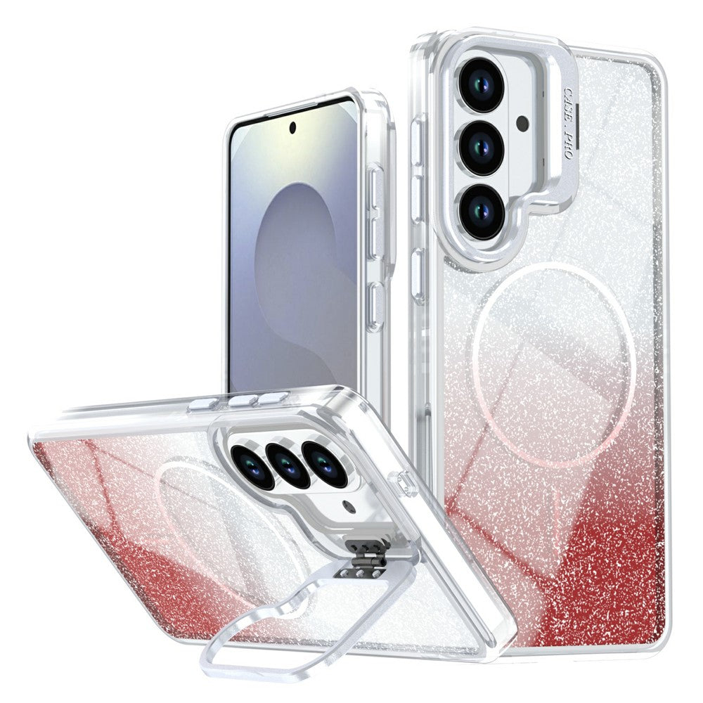 For Samsung Galaxy S26+ Magnetic Case Gradient Glitter Shockproof TPU PC Phone Cover