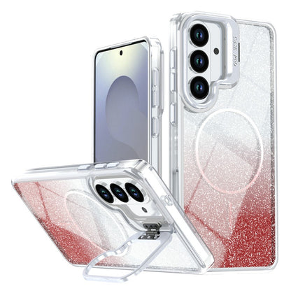 For Samsung Galaxy S26+ Magnetic Case Gradient Glitter Shockproof TPU PC Phone Cover