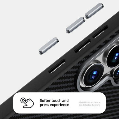 ABEEL For Samsung Galaxy S26+ Magnetic Case Carbon Fiber Texture TPU PC PU Phone Back Cover