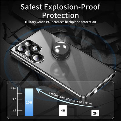 For Samsung Galaxy S26 Ultra Case Double Sides Tempered Glass + Metal Magnetic Phone Cover with Buckle