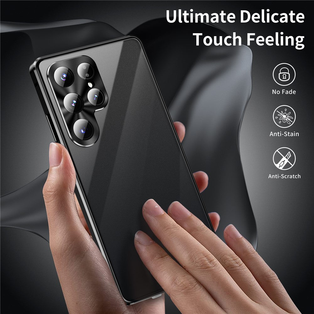 For Samsung Galaxy S26 Ultra Case Double Sides Tempered Glass + Metal Magnetic Phone Cover with Buckle