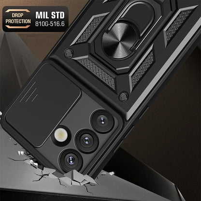 For Samsung Galaxy S26+ Case with Slide Camera Lid PC + TPU Kickstand Phone Cover