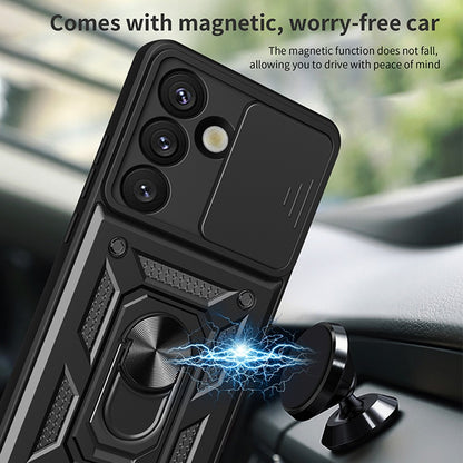 For Samsung Galaxy S26+ Case with Slide Camera Lid PC + TPU Kickstand Phone Cover