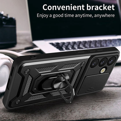 For Samsung Galaxy S26+ Case with Slide Camera Lid PC + TPU Kickstand Phone Cover