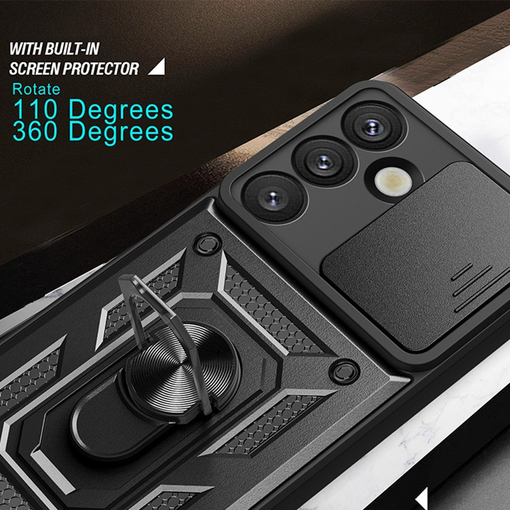 For Samsung Galaxy S26+ Case with Slide Camera Lid PC + TPU Kickstand Phone Cover