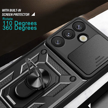 For Samsung Galaxy S26+ Case with Slide Camera Lid PC + TPU Kickstand Phone Cover