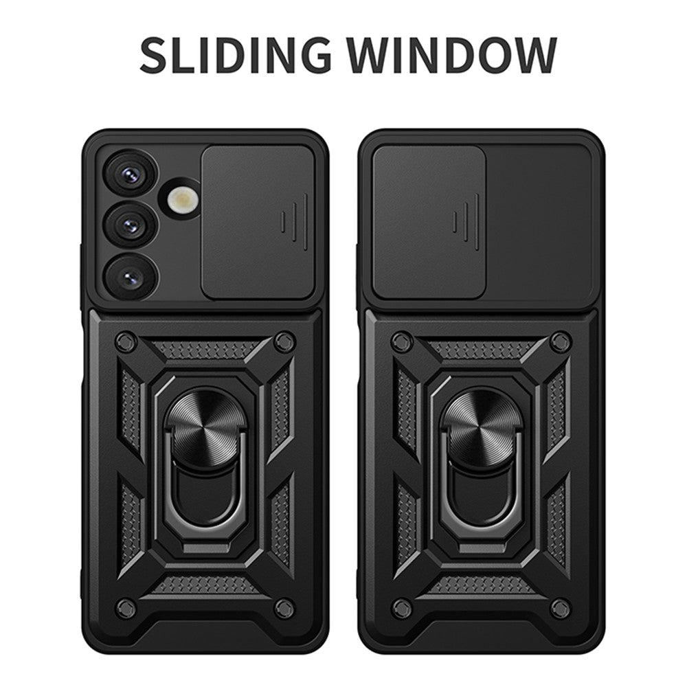 For Samsung Galaxy S26+ Case with Slide Camera Lid PC + TPU Kickstand Phone Cover