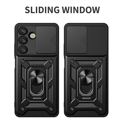 For Samsung Galaxy S26+ Case with Slide Camera Lid PC + TPU Kickstand Phone Cover