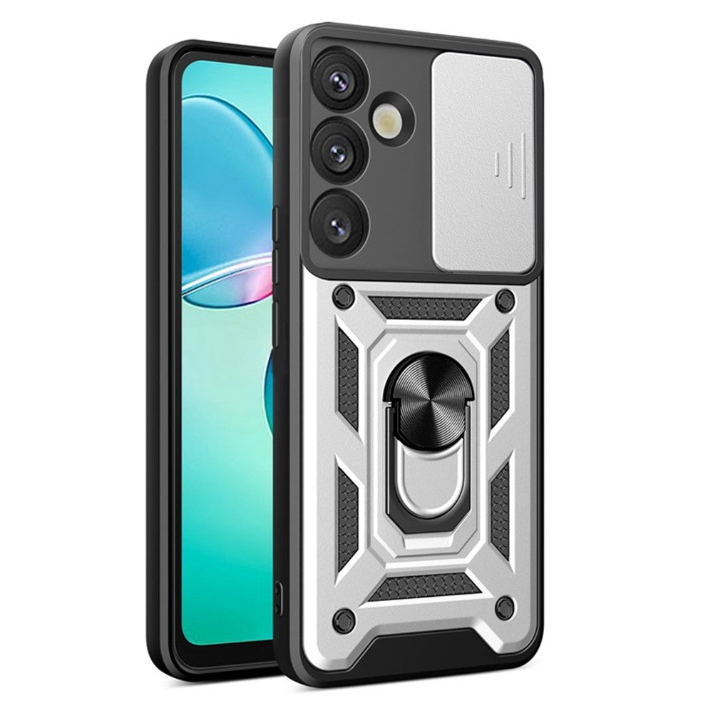 For Samsung Galaxy S26+ Case with Slide Camera Lid PC + TPU Kickstand Phone Cover