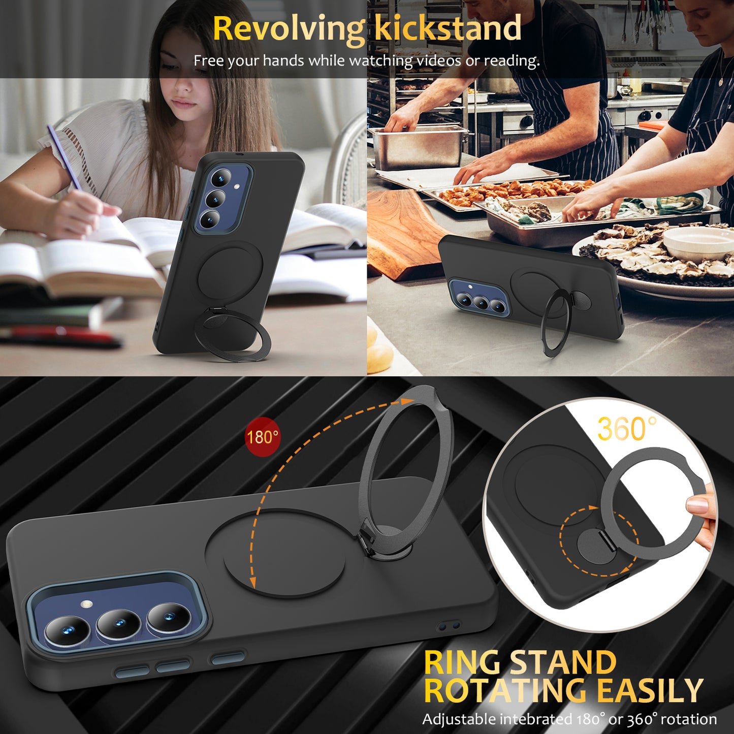 For Samsung Galaxy S26+ Magnetic Case Rotating Ring Kickstand TPU + PC Back Cover