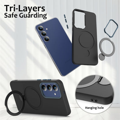 For Samsung Galaxy S26+ Magnetic Case Rotating Ring Kickstand TPU + PC Back Cover