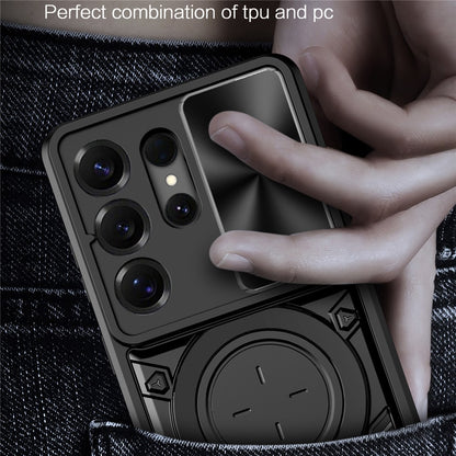 For Samsung Galaxy S26 Ultra Case TPU + PC Phone Cover with Kickstand , Slide Lens Window