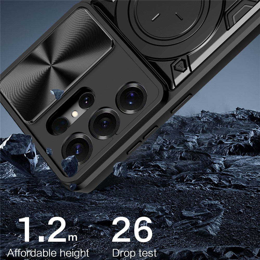 For Samsung Galaxy S26 Ultra Case TPU + PC Phone Cover with Kickstand , Slide Lens Window