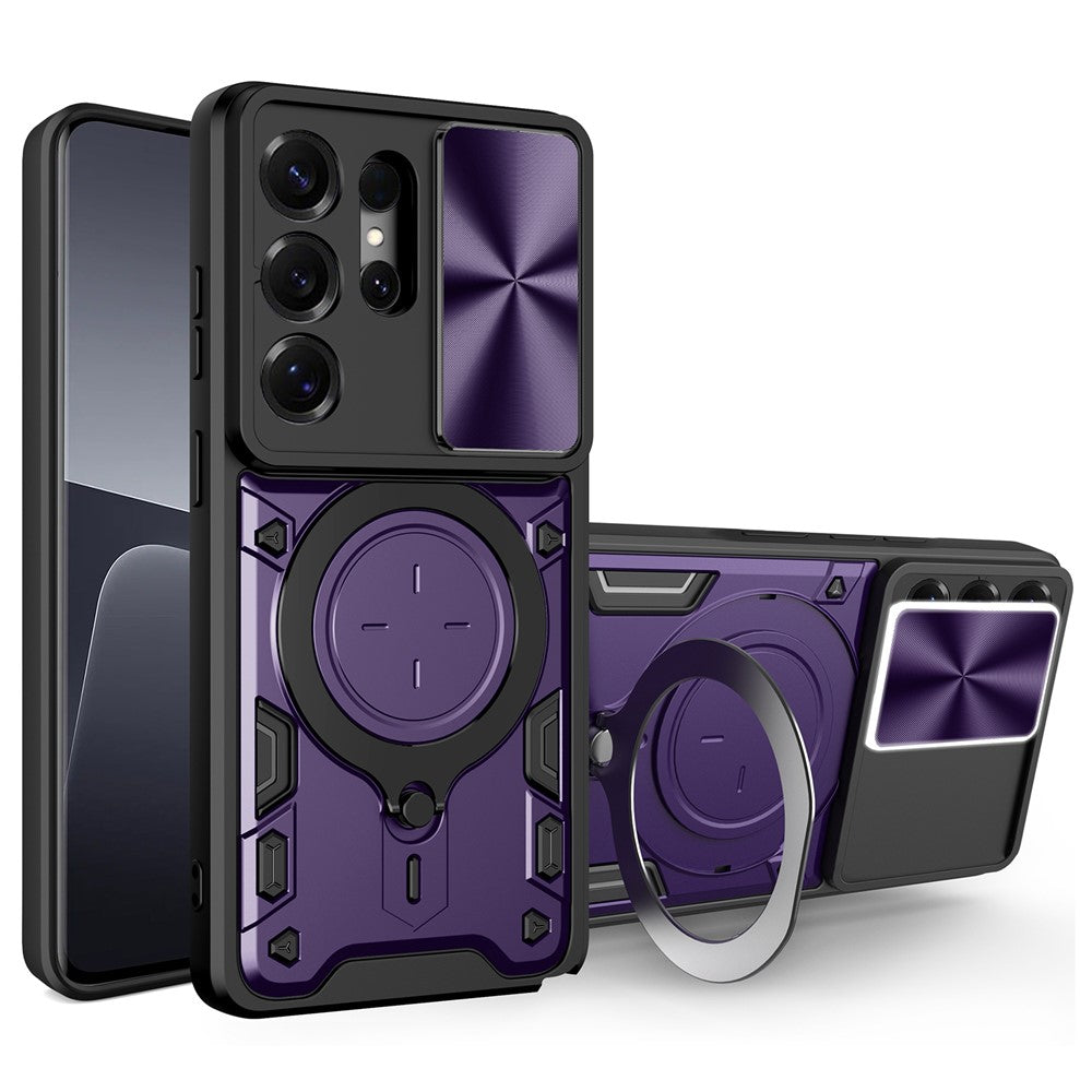 For Samsung Galaxy S26 Ultra Case TPU + PC Phone Cover with Kickstand , Slide Lens Window