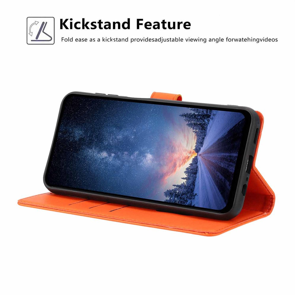 For iPhone 16 Stand Case Tree-and-Cat Pattern PU Leather Wallet Protective Phone Cover with Wrist Strap