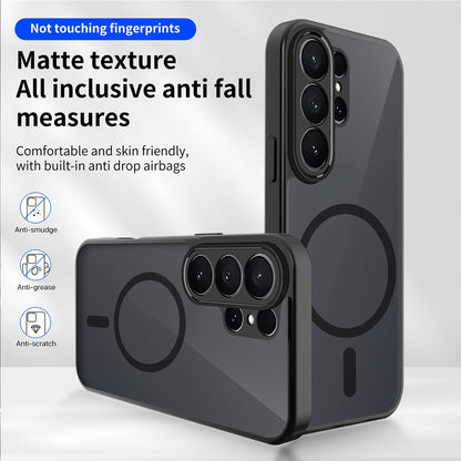 For Samsung Galaxy S26 Ultra Magnetic Case Skin Touch Matte PC + TPU Anti-Drop Phone Cover - Black
