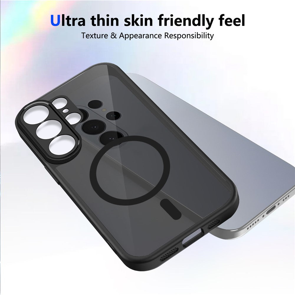 For Samsung Galaxy S26 Ultra Magnetic Case Skin Touch Matte PC + TPU Anti-Drop Phone Cover - Black