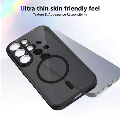 For Samsung Galaxy S26 Ultra Magnetic Case Skin Touch Matte PC + TPU Anti-Drop Phone Cover - Black