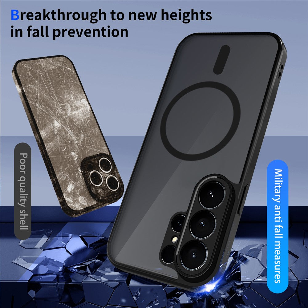 For Samsung Galaxy S26 Ultra Magnetic Case Skin Touch Matte PC + TPU Anti-Drop Phone Cover - Black