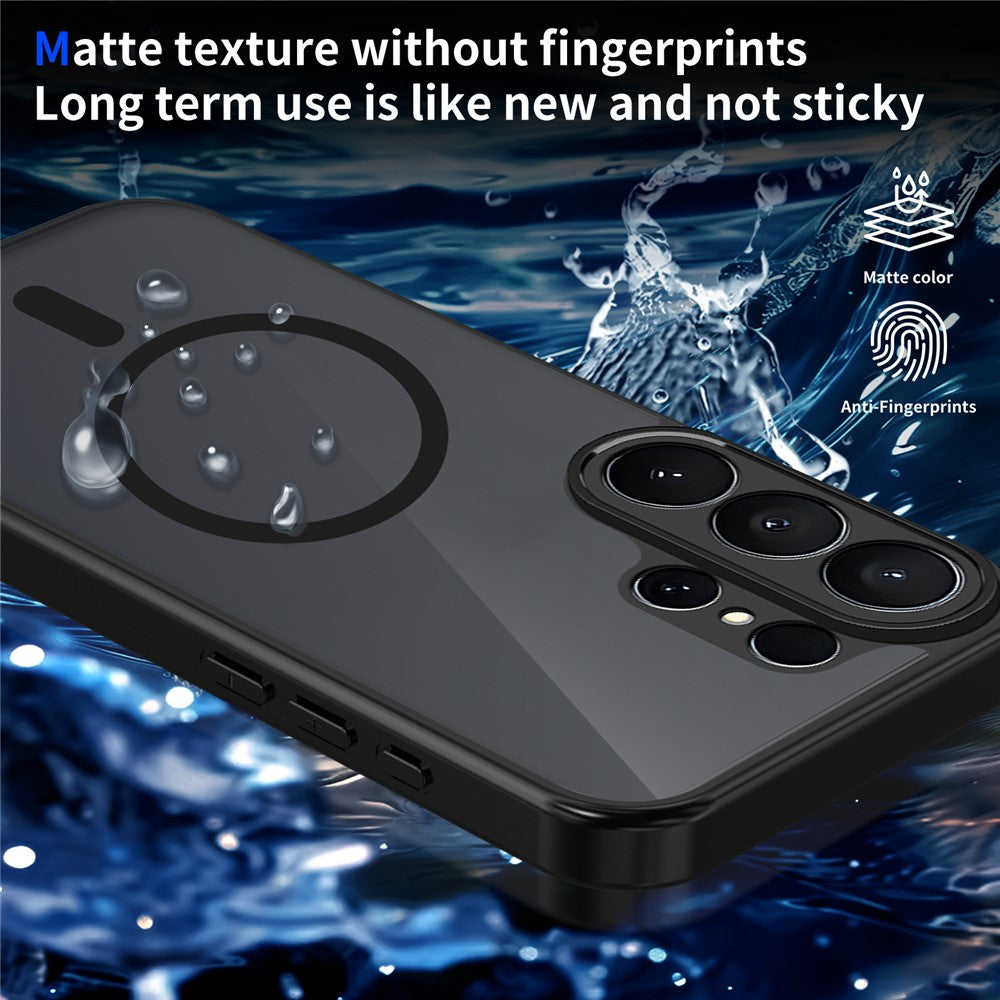 For Samsung Galaxy S26 Ultra Magnetic Case Skin Touch Matte PC + TPU Anti-Drop Phone Cover - Black