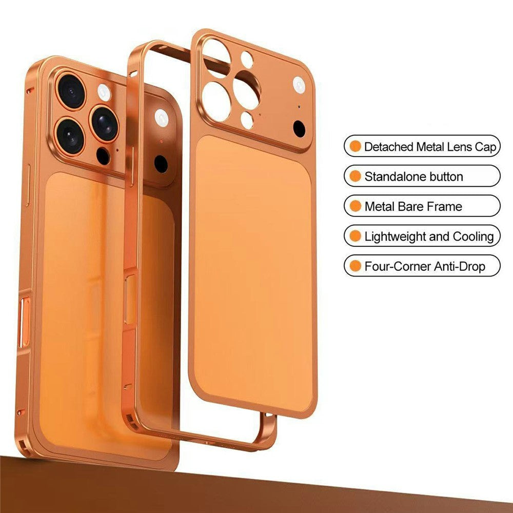 For iPhone 16 Pro Max Case Transform to 17 Pro Max Locking Buckle Metal Frame Alloy Back Phone Cover