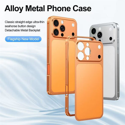 For iPhone 16 Pro Max Case Transform to 17 Pro Max Locking Buckle Metal Frame Alloy Back Phone Cover