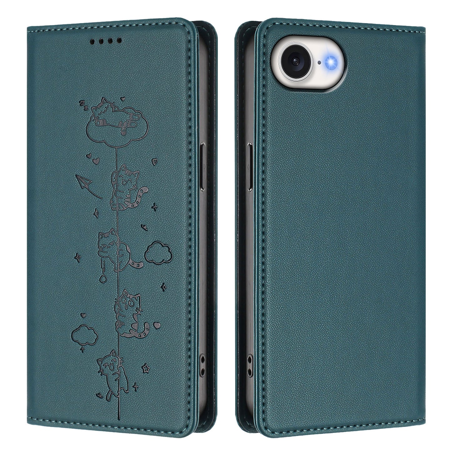 For iPhone 17e / 16e Case RFID Blocking Wallet Stand Imprinted Cat Pattern Leather Phone Cover