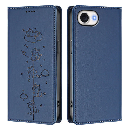 For iPhone 17e / 16e Case RFID Blocking Wallet Stand Imprinted Cat Pattern Leather Phone Cover
