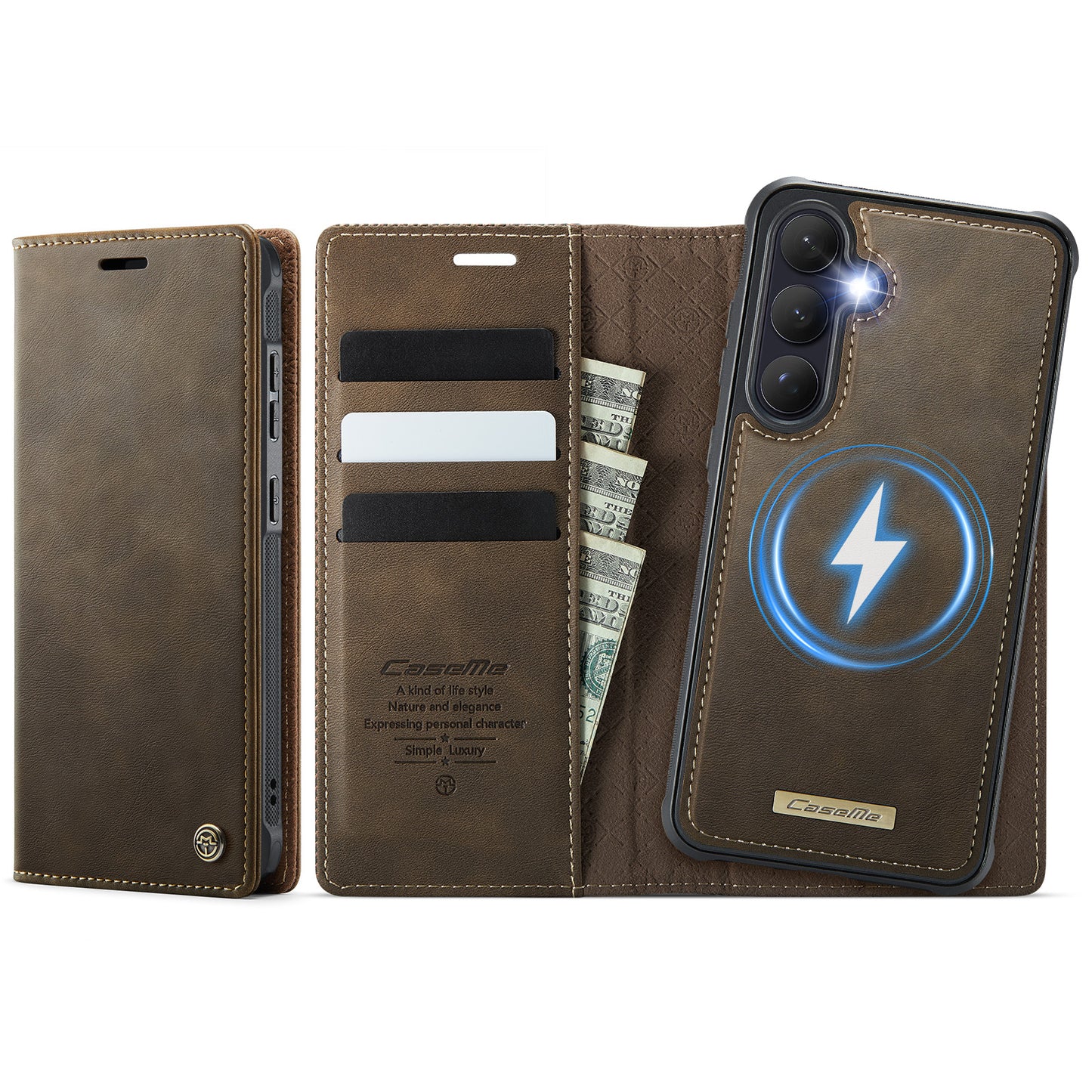 CASEME For Samsung Galaxy S26+ Magnetic Case  C49 RFID Blocking Detachable Wallet Leather Phone Cover